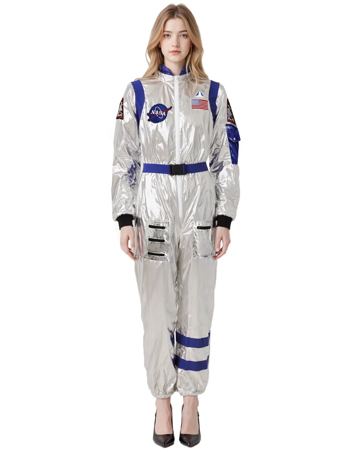 Astronaut Costume Jumpsuit, Clothes, Halloween Role Play Party, Embroidered Fitted Regular Length, All Seasons Unlined
