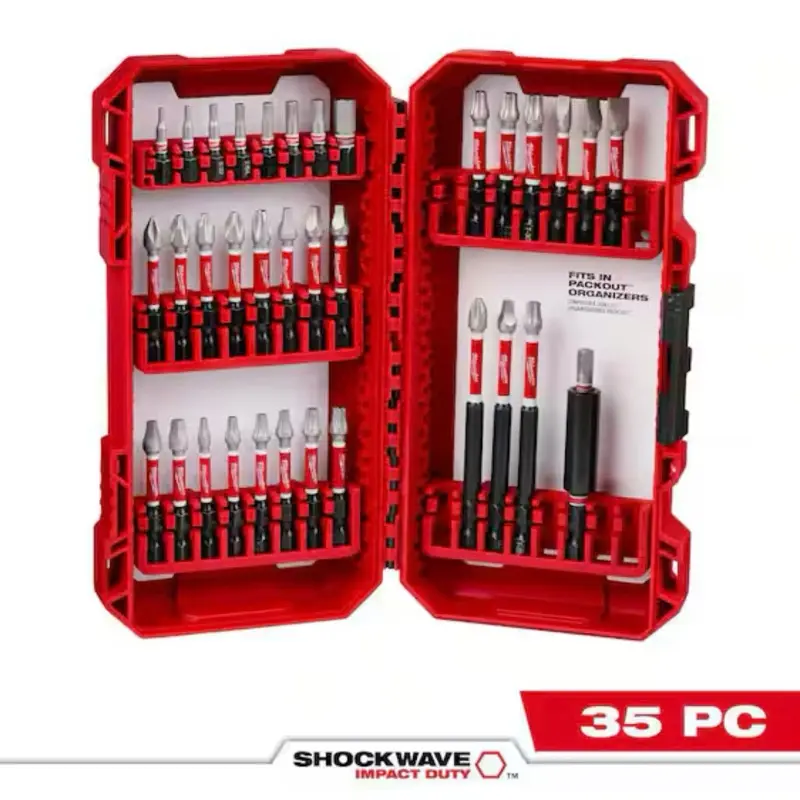 Milwaukee SHOCKWAVE Impact Duty Alloy Steel 35-Piece Comprehensive Tool Set - Car Tools with Bolt Remover, Carbide Burrs, Durability for Automotive Repair & Construction Essential Work Accessory, 35-Piece Set, Diy Enthusiasts