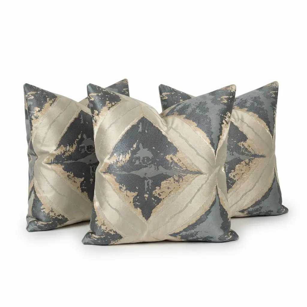 3pcs 18x18 Decorative Pillows with Geometric Pattern in Neutral Colors for Home Decor