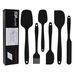 Heat Resistant Silicone Spatulas Set Food Grade Silicone Seamless One Piece Design BPA-Free,Non-Stick,Dishwasher Safe,Cooking and Mixing Set of 6PCS
