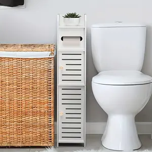 1 piece of small plastic bathroom storage cabinet, Bathroom cabinet organizer, suitable for small-space bathroom medicine cabinets, cosmetics cabinets, toilet paper cabinets, hallway storage cabinets, made of waterproof PVC material