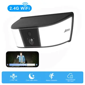 Anran 2K Solar Wall Light Cameras for Home Security,2.4G WiFi,Surveillance Cam,IP65 Waterproof,PIR Motion Detection,2 Way Talk,Color Night Vision,Floodlight