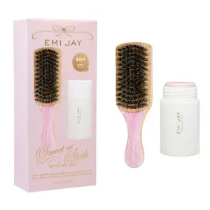 Emi Jay Sweet and Sleek Styling Kit - Mini Boar Bristle Bamboo Brush in Pink Sugar and Angelstick Hair Styling Stick