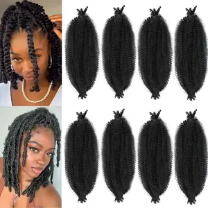 1B Color 8 Packs Springy Afro Twist Hair 14 inch Pre-Separated Braiding Hair for Faux Locs Twist Hair Extensions
