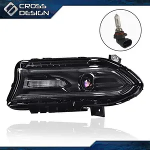 CROSSDESIGN Halogen LED DRL Projector Headlight Left Lamp Fit For 2015-2022 Dodge Charger