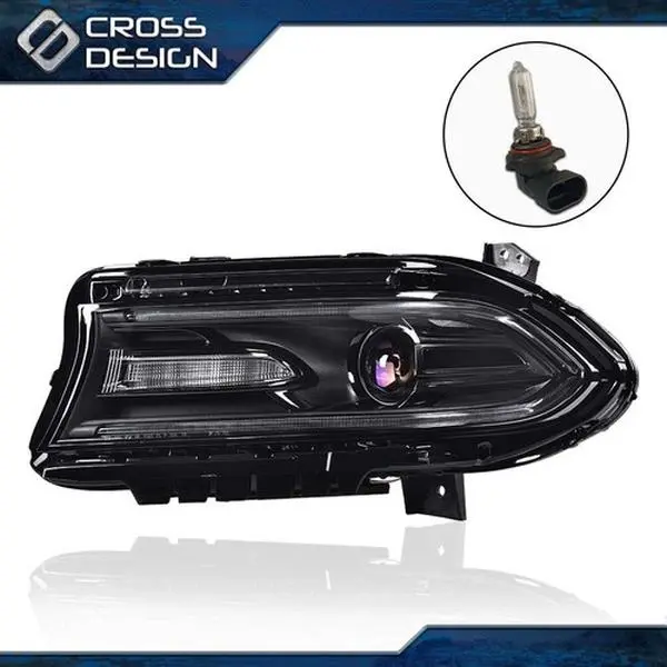 CROSSDESIGN Durable Left Halogen LED DRL Projector Automotive Headlamp, Car Head Light, Automotive Accessories, Car Accessories Fit For 2015-2022 Dodge Charger