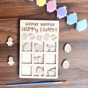 Kids DIY Paint Your Own Easter Tic Tac Toe Game Craft Kit