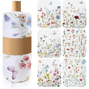 36 Pcs Reusable Paper Towels Roll Paperless Cotton Cloth 9.8" X 11" Washable Kitchen Towel Absorbent Soft Flannel Reusable Hand Napkin for Home Bathroom Cleaning Household Dishcloth