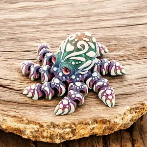 3D Printed Fluorescent Pink Octopus Figurine - Glowing Neon Ocean Decor, Collectible Fantasy Creature for Home, Office, Party Gifts (Birthday/Christmas/Halloween)