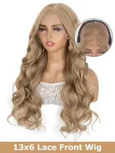 Available in Brown, Pink, and Gray. Heat-Resistant 22-Inch Long Water Wave Hair Extensions and 13x6 Synthetic Lace Front Wig. Designed for women, easy to maintain, and perfect for festive occasions such as parties and gatherings.