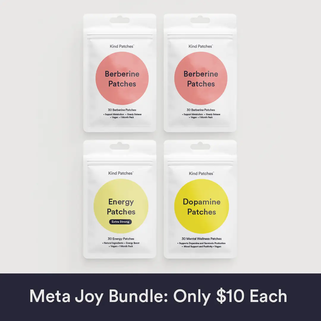 Kind Patches Meta Joy Bundle: Natural Ingredient, Berberine, Caffeine, Mood Support, Vegan