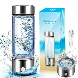 Hydrogen Water Bottle Portable USB Rechargeable Hydrogen Water Ionizer Machine Health Cup for Home Travel Silver - Tumbler, Drinkware