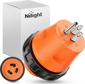 Nilight Pure Copper Weatherproof RV Power Adapter, 15A to 30A 110V Twist-Locking Connector, 5-15P Male Plug to L5-30R Female Receptacle for Generator, Camper