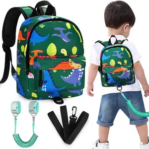X-LWL15  Toddler Backpack Leash, Cute Baby Backpacks with Anti Lost Wrist Link, Mini Kids Backpack Harness Leash for Outdoor Travel, Adorable Dinosaur Backpack Tether Walking Harness for Boys 1-3