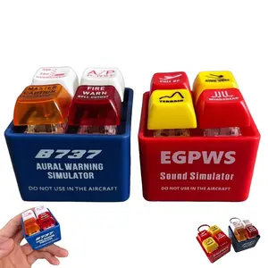 2pcs Cockpit Sounds Simulator Keychain, Realistic Cockpit Sounds with LED Safety Button, Egpws Warning Sound for Aviation Enthusiasts