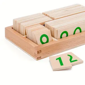 Wooden Number Cards 1-9000, Montessori Math Learning Toy, Color Matching Educational Tool for Preschool Kids, Math Learning Tools