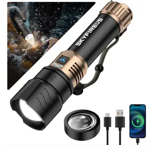 SKYFIRE 1097 High-Intensity LED Flashlight for Marine, Auto & Home – Long-Range Beam, USB Rechargeable with Rugged Body