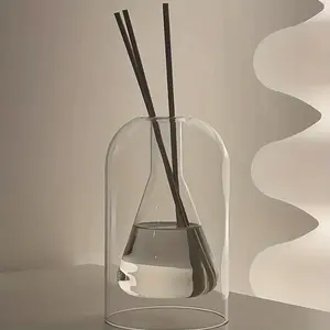 Clear Glass Aromatherapy Diffuser, 1 Count Portable Glass Aromatherapy Diffuser, Home Fragrance Diffuser for Bathroom Living Room Hotel Salon, Aromatherapy Oil Diffuser
