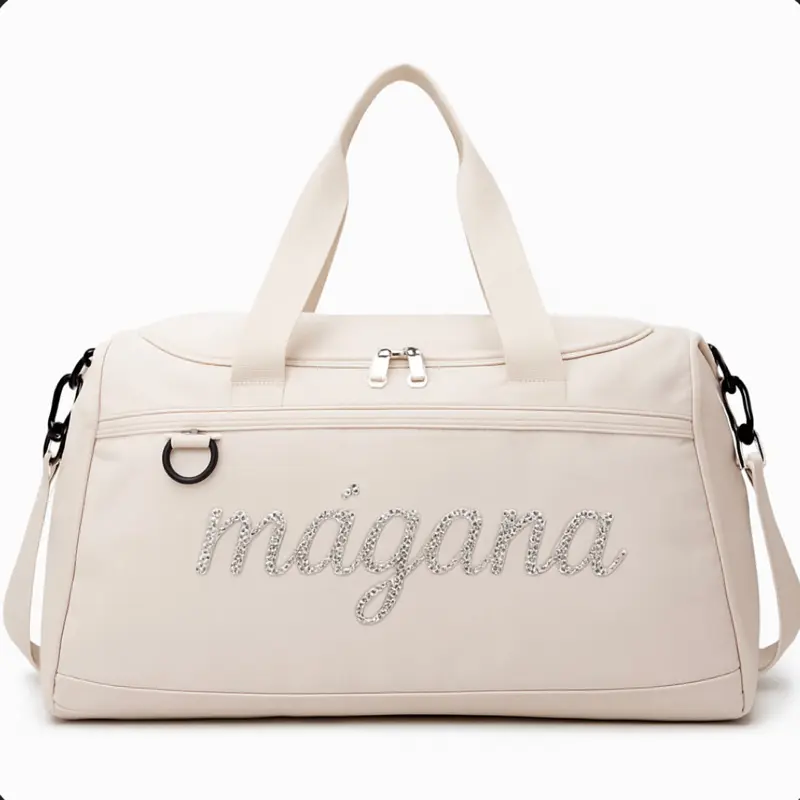 Bridal Travel Bags - Chic Duffle Bag for Wedding & Honeymoons Personalized with Last Name Black White Options