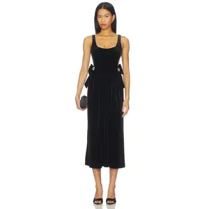 Show Me Your Mumu Ricci Midi Dress in Black Velvet