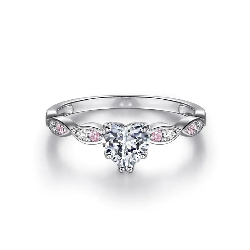 S925 Sterling Silver Heart Shaped Zircon Engagement Ring, Luxury Sparkle Heart Zircon Engagement Ring, Ladies Fine Jewelry Anniversary Gift S925 Sterling Silver Heart Shaped Zircon Engagement Ring, Luxury Sparkle Heart Zircon Engagement Ring, Ladies Fine Jewelry Anniversary Gift