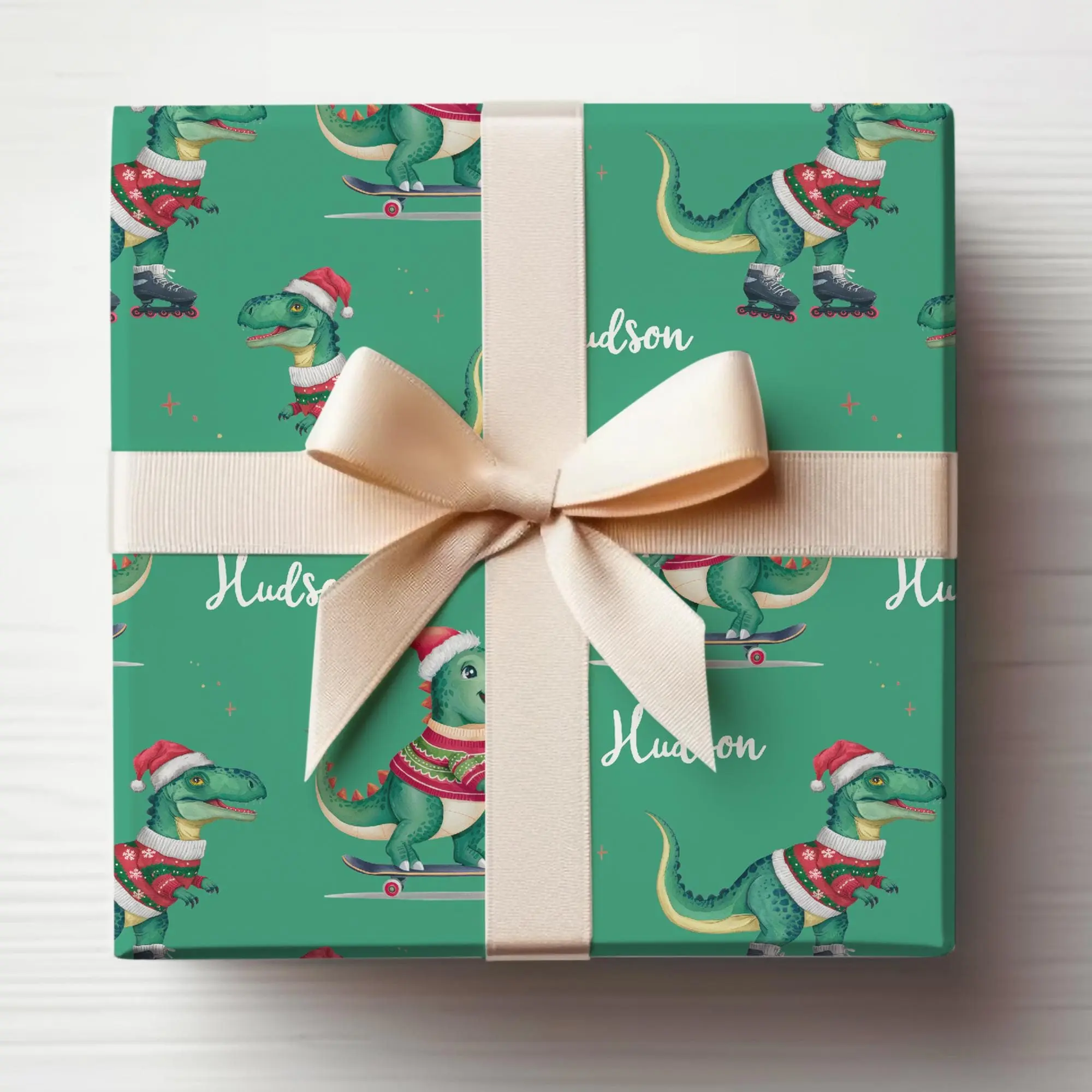 Christmas Dinosaur Wrapping Paper With Name Xmas Wrapping Paper Funny Boys Christmas Gift Wrap Roll Dinosaur Xmas Gift Wrapping