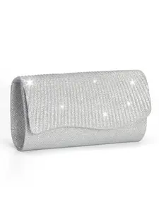 Shiny and gorgeous Elegant ladies pleated pie clutch bag, especially suitable for party girls, bridal evening bag, crossbody bag with detachable metal chain and hidden card pocket, perfect for banquets, parties, holiday parties, weddings, proms.