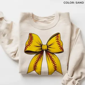Softball Sweatshirt, Coquette Softball Sweatshirt, Softball Bow Shirt, Softball Mom Shirt, Game Day Shirt, Fall Sports Gift T20