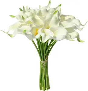 Stunningly Realistic 13.5-Inch White Calla Lily Artificial Flowers: A Bulk Pack of 20 Stems Designed for Creating Beautiful DIY Wedding Bouquets, Elegant Table Centerpieces, and Timeless Home Decorations