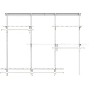 4-6 Ft Closet Organizer System, Adjustable Metal Wire White Closet System, Expandable Walk in Closet Organizers and Storage System, Closet Shelves with Hanging Rods
