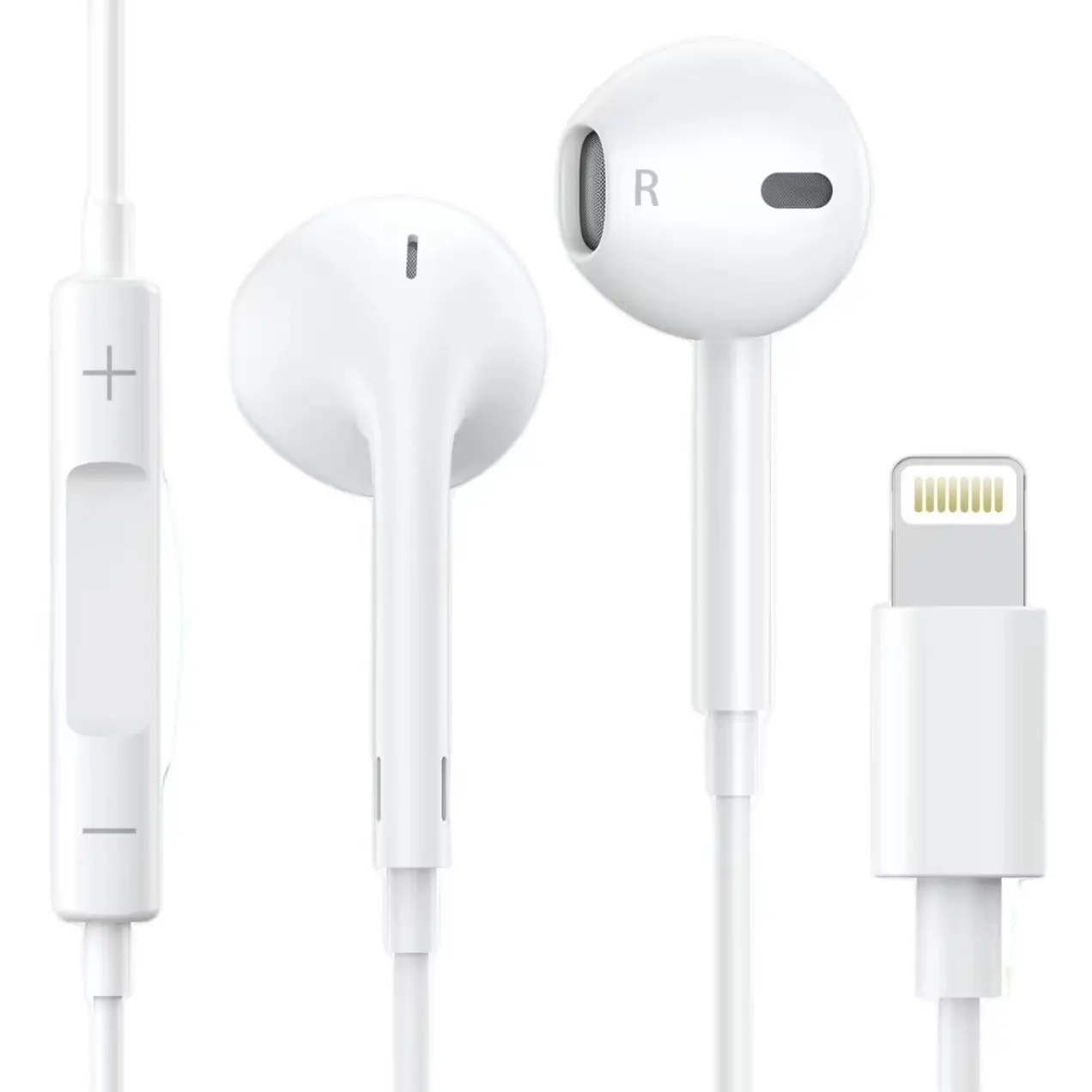 Earbuds with Lightning Connector, Wired Ear Buds for iPhone with Built-in Remote to Control Music, Phone Calls, and Volume, Compatible with iPhone, Audio Earphones Microphone Headphones Cord Connection Electronic Headset Audio