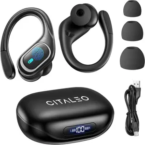 T16 Open-Ear Wireless Earbuds (Chargeable Headset) - Bluetooth 5.4 Electronic Audio Sport Earphones, Type-C Jack, 70H Playtime, IPX7 Waterproof, Noise Cancellation, Charging Case for Calls, Travel