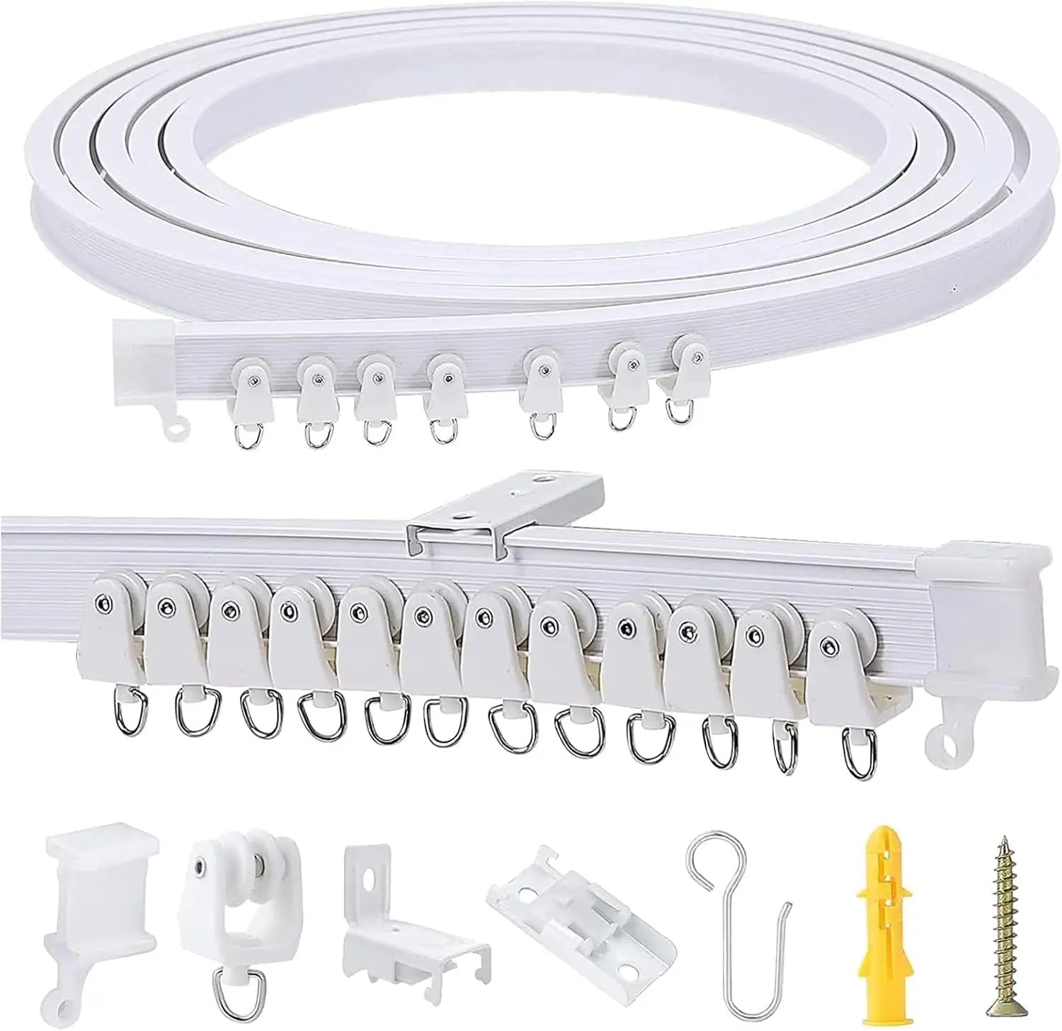 3 Meters (9.8FT) Flexible Bendable Ceiling Curtain Track for Room , Track System-Easy Installation(White)