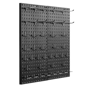 VEVOR Metal Pegboard Panels, 24" x 12" Pegboard, 2 Panels, Heavy Duty Peg Board Wall Organizer with Accessories, for Living Room Garage Tool Storage Office Organization Craft Room Kitchen Home, Black