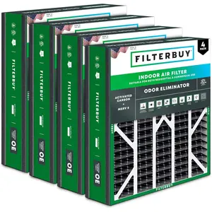 Filterbuy 20x20x5 Air Filter (4-Pack), Pleated MERV 8 Odor Eliminator HVAC AC Furnace Air Filters for Trion Air Bear 255649-103 & More