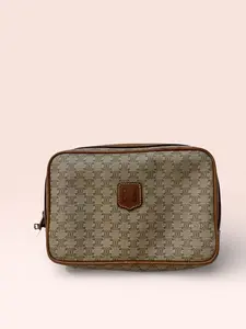 Pre-owned Celine Coated Canvas Small Leather Goods Céline Macadam Toiletry / Cosmetic Pouch