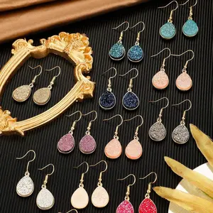 Christmas Gift 12 Pairs Women's Sparkling Teardrop Leaf Dangle Earrings Elegant Faux Crystal & Stainless Steel Faux Druzy Pendants Multicolor Fashion Simple Jewelry Set Perfect for Birthday Anniversary Holiday Gifts
