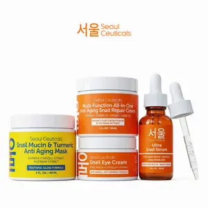 Snail Mucin Glow Kit - Anti Aging K Beauty Routine Turmeric Centella Vitamin E Hyaluronic Acid
