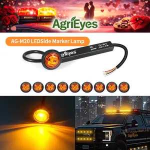 AgriEyes M20 10pcs 2 in 1 Side Marker Light with Warning Lights 5 Flash Modes IP67 Waterproof for Trucks Trailers RVs