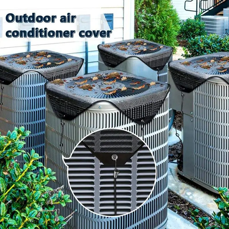 1PC Outdoor AC Cover, Top-Ventilated Easy-Install Heavy-Duty Shield, Weatherproof Anti-Dust Sunshade Rainproof Protective Cover for Household Outdoor Air Conditioner Outer Units