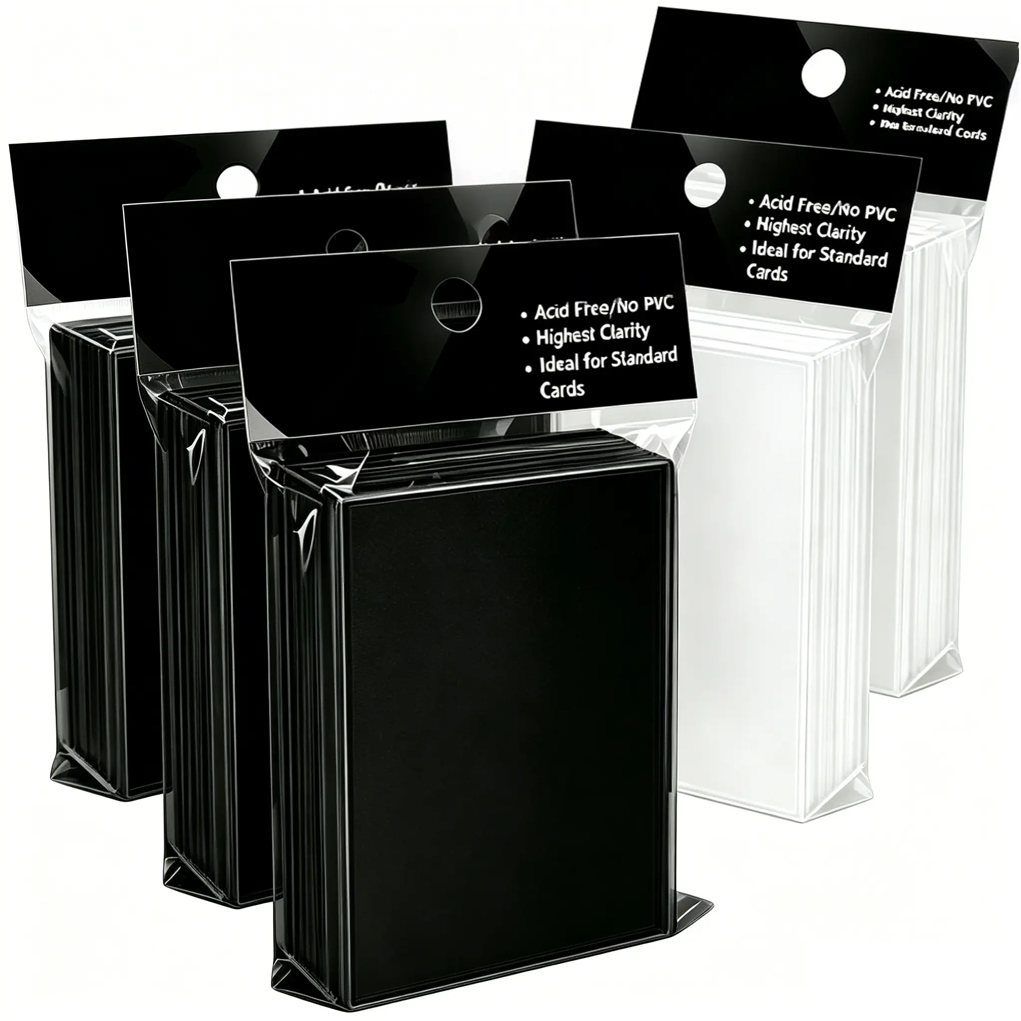400ct Matte Card Sleeves – Black & White, Clear Front + Matte Back – Standard Size for Baseball, Football, Basketball, MTG, Trading Cards & Board Games Toploader