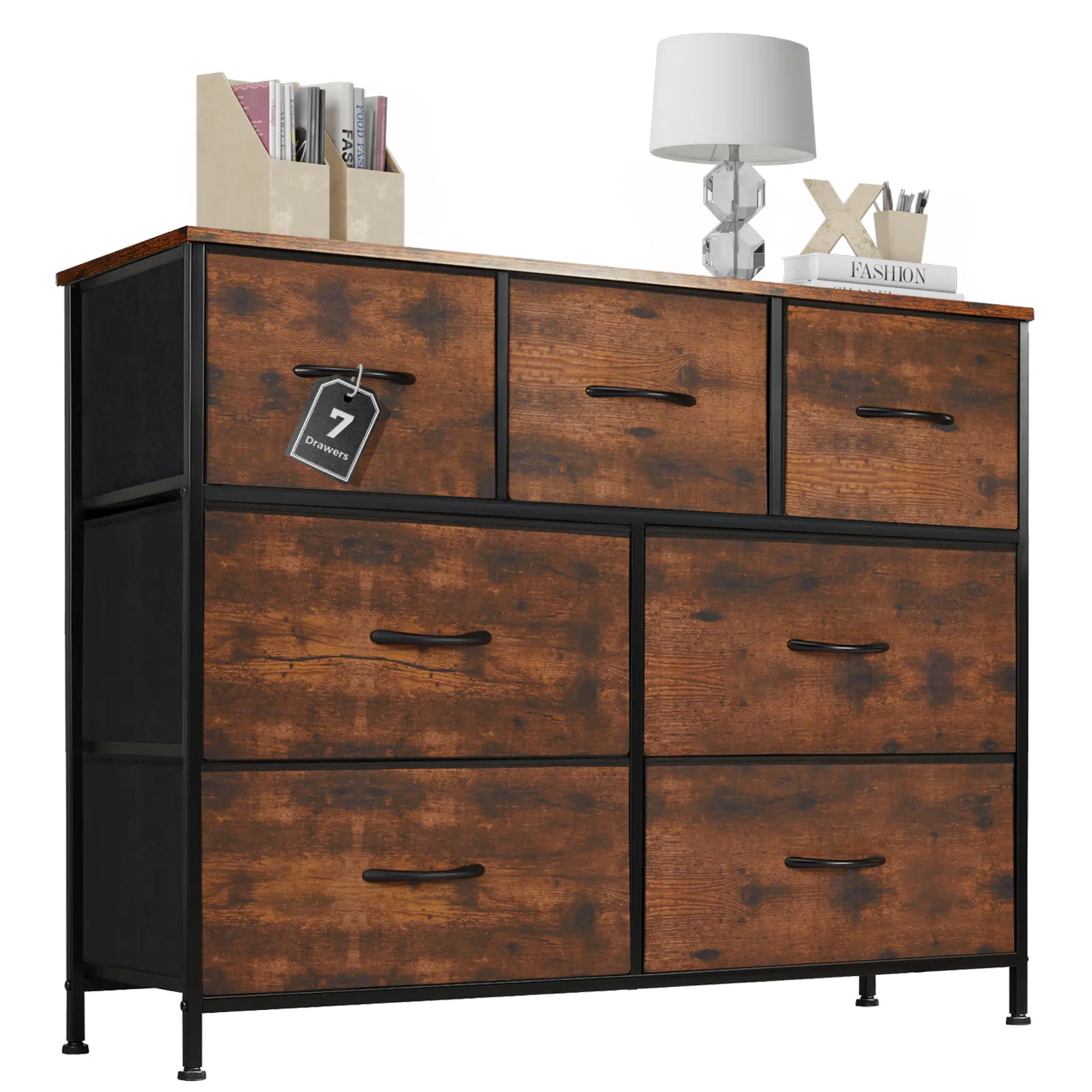 【Deal】7-Drawer Modern Dresser for Bedroom, Fabric Storage Tower - Apartment Furniture, Room Storage Organizer, Multi-Purpose Cabinet for Clothes, Baby Stuff