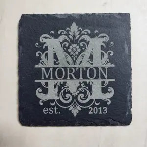Custom monogrammed slate coaster