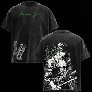 Zoro Three Swords Vintage Washed Oversized T-Shirt Op Retro Anime Manga Tee for One Piece Fans & Streetwear Lovers DFV 5ZE