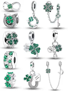 Four Leaf Clover Design Charms, Lucky Green Four Leaf Clover Theme Beads Pendant Charms, DIY Jewelry Making Kit for Bracelet Necklace, DIY Jewelry Accessories