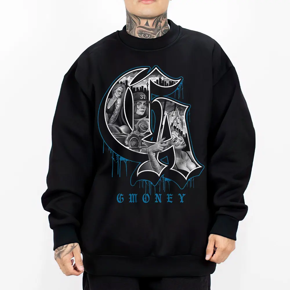 CA Chicano Clothing, Gangster clothes, Hoodies for men, Men's clothing, Streetwear, Graphic tee Tattoo Style Loose Sweatshirts