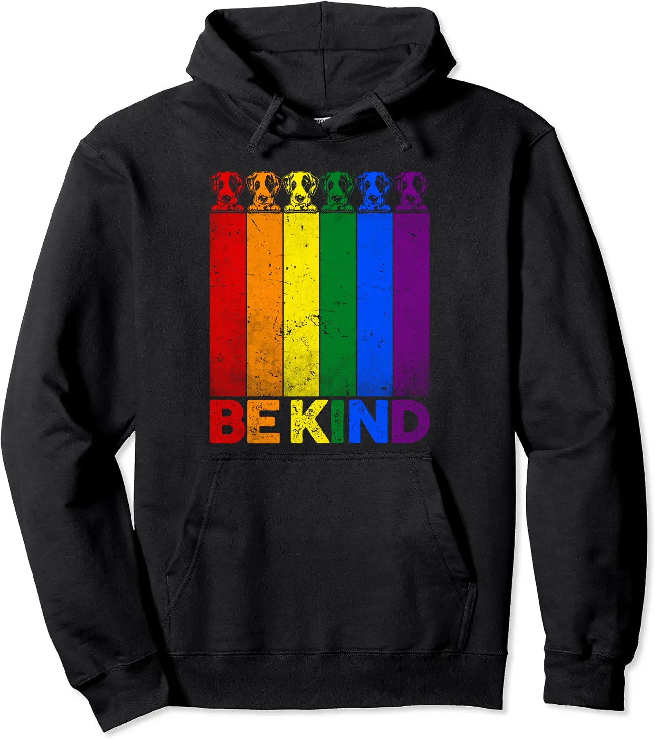 Vintage Dalmatian Rainbow Flag Be Kind LGBT Pride Pullover Hoodie - Jessicabal Shop 47B0B2D8R8KL