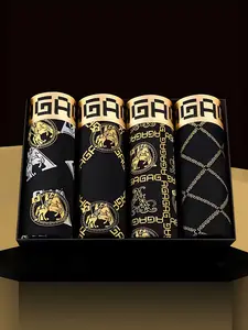 Men's Letter Tape Boxer Brief, Casual Comfy Breathable Underwear for Daily Wear, Fashion Men's Underwear for All Seasons