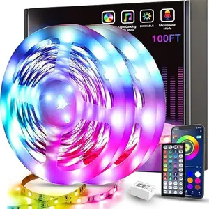 [New Deal] 100ft Led Lights for Bedroom (2 Rolls of 50ft), Smart RGB Led Strip Lights with 44-Key Remote & APP Control Music Sync with Color Changing for Home Party Festival Decoration