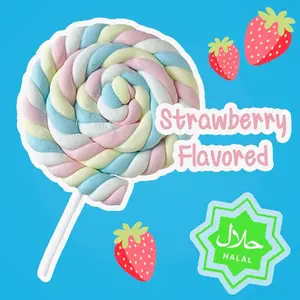 Halal Strawberry Marshmallow Twist Pops - Pack of 2 - Soft and Chewy - Halal Certified